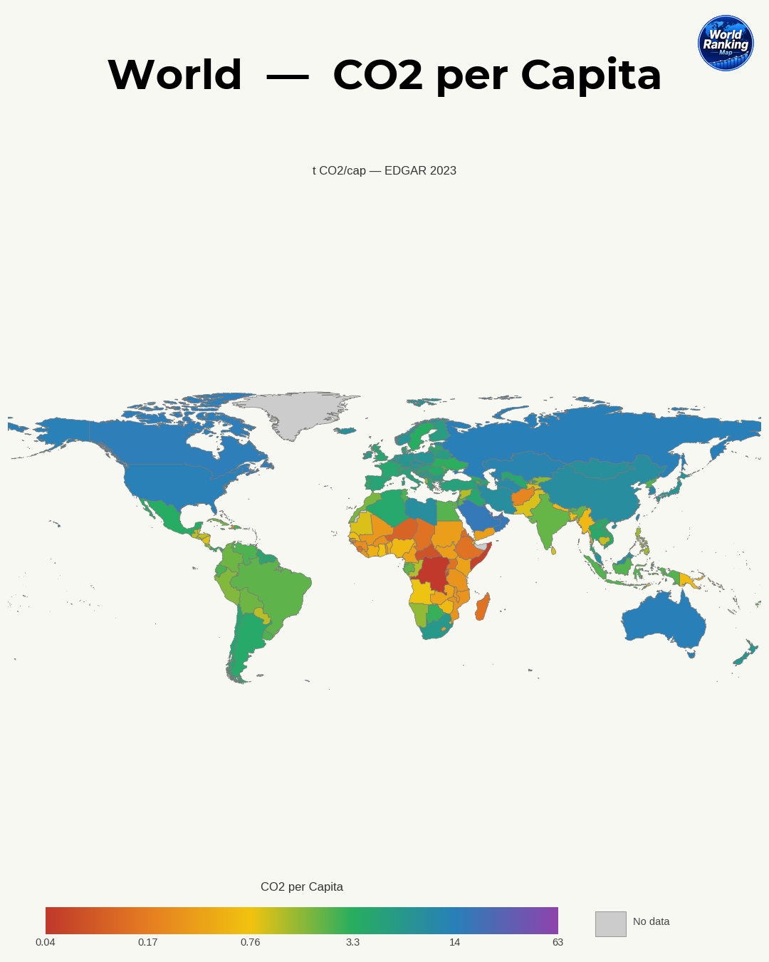 CO2 per cápita world map