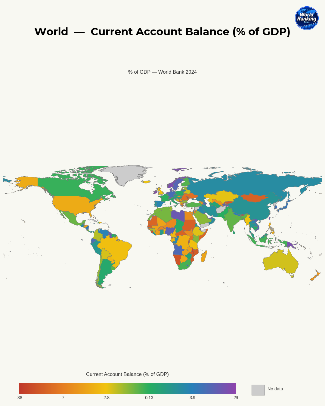 Saldo en cuenta corriente world map