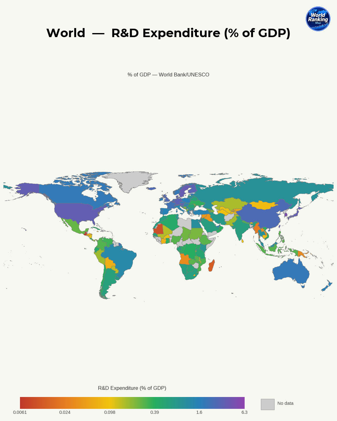 Gasto en I+D world map