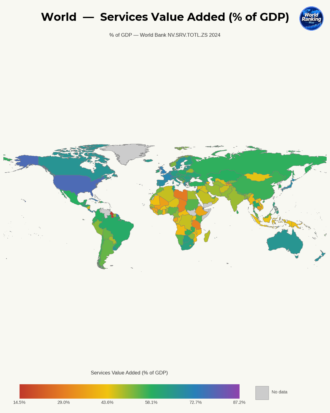 Valor agregado de los servicios world map