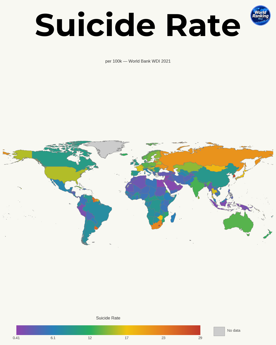 Tasa de suicidio world map