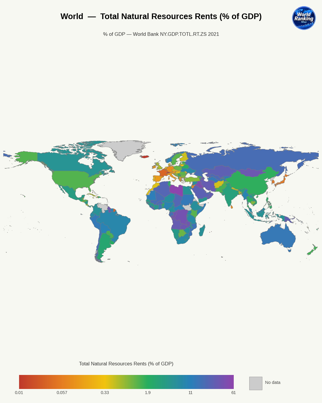Rentas totales de los recursos naturales world map