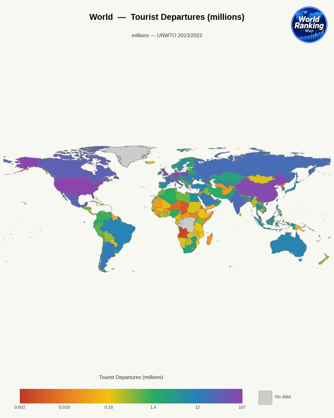 Salidas de turistas world map
